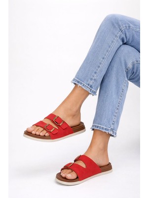 Adımist Kadın Kaymaz Ortopedik Rahat Taban Ayarlanabilir Çift Tokalı Ev Dışarı Terlik