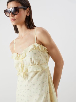 Lc Waikiki Yeni Sezon V Yaka Çiçekli Şifon Mini Elbise