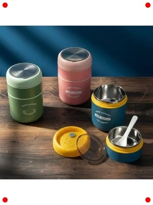 Calperia Pembe Paslanmaz Çelik Yemek Termosu Kaşıklı 710 ml