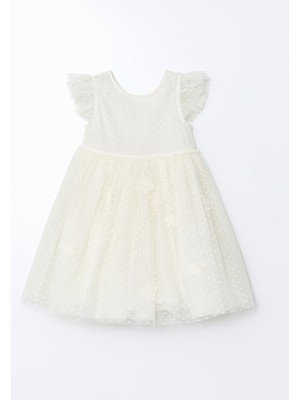 Lc Waikiki Yeni Sezon Bisiklet Yaka Kız Çocuk Dantel Elbise