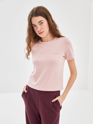 Lc Waikiki Yeni Sezon Bisiklet Yaka Baskılı Kadın Tişört