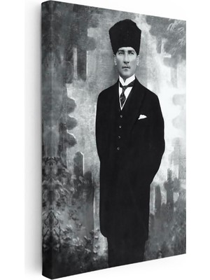 Tablofest Dikey Kanvas Tablo Atatürk Kalpaklı Tam Boy Atatürk Tablosu Ev Ofis Duvar Dekoru