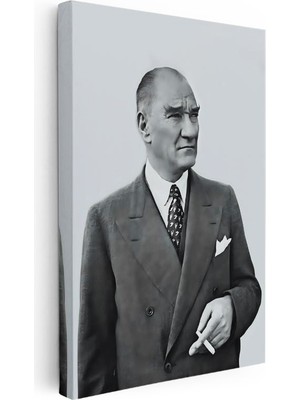 Tablofest Dikey Kanvas Tablo Atatürk Ceketli Duruş Atatürk Tablosu Ev Ofis Duvar Dekoru