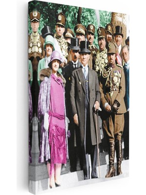 Tablofest Dikey Kanvas Tablo Atatürk Latife Hanım Heyet Atatürk Tablosu Ev Ofis Duvar Dekoru