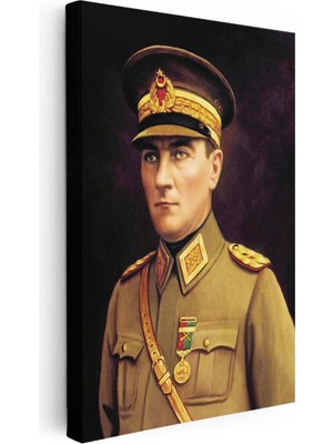Tablofest Dikey Kanvas Tablo Atatürk Genç Subay Çizimi Atatürk Tablosu Ev Ofis Duvar Dekoru