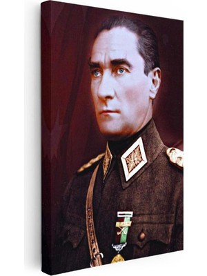 Tablofest Dikey Kanvas Tablo Atatürk Askeri Yaka Portresi Atatürk Tablosu Ev Ofis Duvar Dekoru