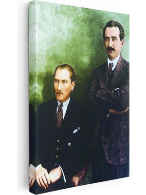 Tablofest Dikey Kanvas Tablo Atatürk Inönü Ile Resmi Poz Atatürk Tablosu Ev Ofis Duvar Dekoru