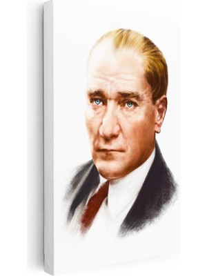 Tablofest Dikey Kanvas Tablo Atatürk Mavi Gözlü Yüz Atatürk Tablosu Ev Ofis Duvar Dekoru