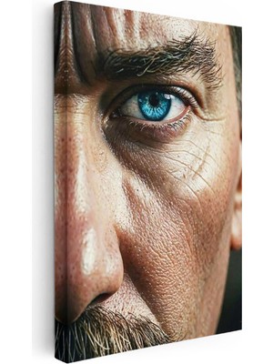 Tablofest Dikey Kanvas Tablo Atatürk Mavi Göz Yüz Detayı Atatürk Tablosu Ev Ofis Duvar Dekoru