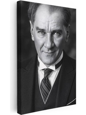 Tablofest Dikey Kanvas Tablo Atatürk Çizgili Kravat Klasik Giyim Atatürk Tablosu Ev Ofis Duvar Dekoru