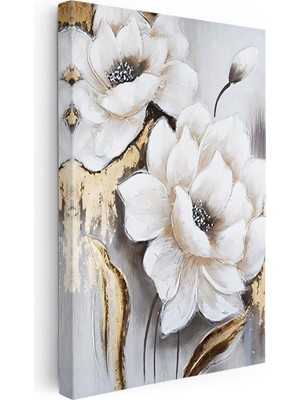 Tablofest Dikey Kanvas Tablo Sanatsal Dokulu Iri Manolyalar Çiçek Tablosu Ev Ofis Duvar Dekoru