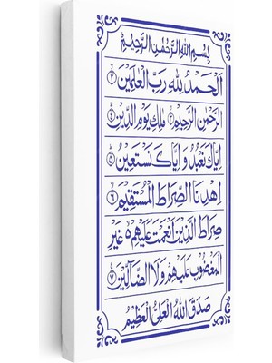 Tablofest Dikey Kanvas Tablo Fatiha Suresi Tam Metin Tasarım Dini Islami Tablo Ev Ofis Duvar Dekoru