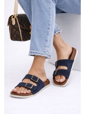 Adımist Kadın Kaymaz Ortopedik Rahat Taban Ayarlanabilir Çift Tokalı Ev Dışarı Terlik