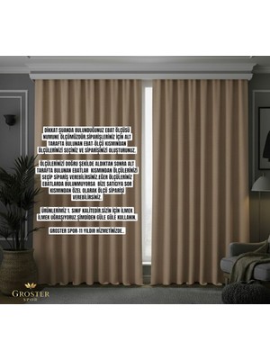 Groster Spor Bej Blackout, Işık Güneş Geçirmez Karartma Perde Güneşlik, Fon Perde Pilesiz  [enxboy]