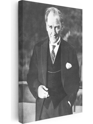 Tablofest Dikey Kanvas Tablo Atatürk Yelekli Sivil Duruş Atatürk Tablosu Ev Ofis Duvar Dekoru