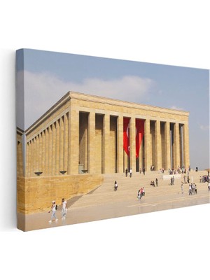 Tablofest Yatay Kanvas Tablo Anıtkabir Kırmızı Bayrak Atatürk Tablosu Ev Ofis Duvar Dekoru