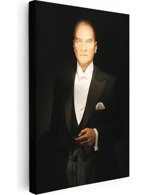 Tablofest Dikey Kanvas Tablo Atatürk Siyah Smokin Atatürk Tablosu Ev Ofis Duvar Dekoru