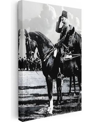 Tablofest Dikey Kanvas Tablo Atatürk At Üstünde Selam Atatürk Tablosu Ev Ofis Duvar Dekoru