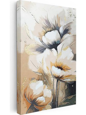 Tablofest Dikey Kanvas Tablo Soyut Estetik Çiçekler Çiçek Tablosu Ev Ofis Duvar Dekoru