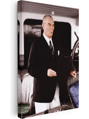 Tablofest Dikey Kanvas Tablo Atatürk Gemi Güvertesi Atatürk Tablosu Ev Ofis Duvar Dekoru