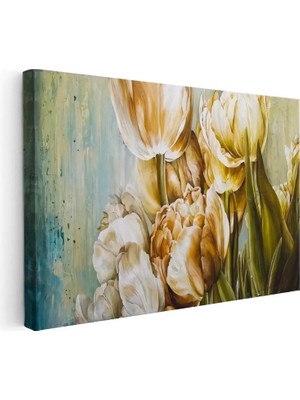 Tablofest Yatay Kanvas Tablo Lale Buketi Çiçek Tablosu Ev Ofis Duvar Dekoru