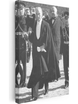 Tablofest Dikey Kanvas Tablo Atatürk Silindir Şapkalı Selam Atatürk Tablosu Ev Ofis Duvar Dekoru