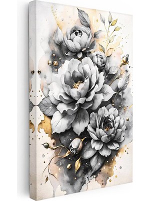 Tablofest Dikey Kanvas Tablo Parlak Damla Detaylı Güller Çiçek Tablosu Ev Ofis Duvar Dekoru