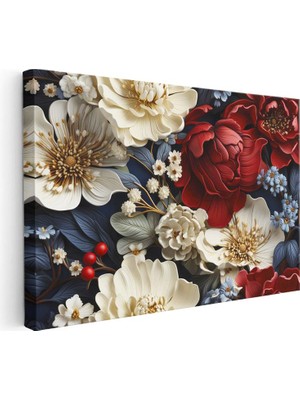 Tablofest Yatay Kanvas Tablo Klasik Çiçek Aranjmanı Çiçek Tablosu Ev Ofis Duvar Dekoru