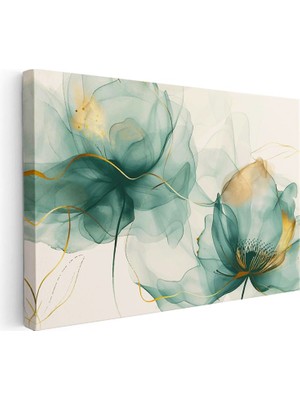 Tablofest Yatay Kanvas Tablo Soyut Sulu Boya Çiçekler Çiçek Tablosu Ev Ofis Duvar Dekoru