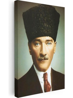 Tablofest Dikey Kanvas Tablo Atatürk Kalpaklı Sivil Atatürk Tablosu Ev Ofis Duvar Dekoru