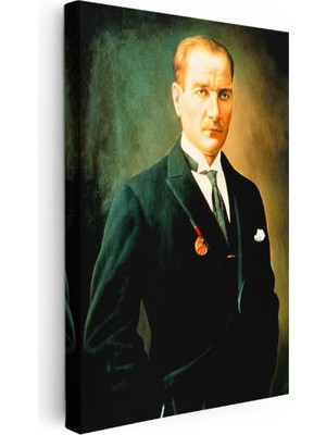 Tablofest Dikey Kanvas Tablo Atatürk Madalyalı Duruş Atatürk Tablosu Ev Ofis Duvar Dekoru