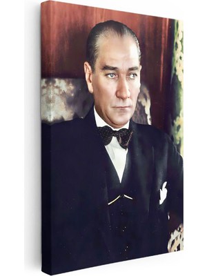 Tablofest Dikey Kanvas Tablo Atatürk Papyonlu Bakış Atatürk Tablosu Ev Ofis Duvar Dekoru