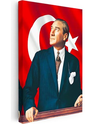 Tablofest Dikey Kanvas Tablo Atatürk Ufka Bakış Atatürk Tablosu Ev Ofis Duvar Dekoru
