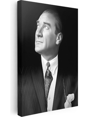 Tablofest Dikey Kanvas Tablo Atatürk Desenli Kravat Atatürk Tablosu Ev Ofis Duvar Dekoru