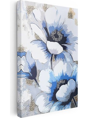 Tablofest Dikey Kanvas Tablo Geniş Taç Yapraklı Çiçekler Çiçek Tablosu Ev Ofis Duvar Dekoru