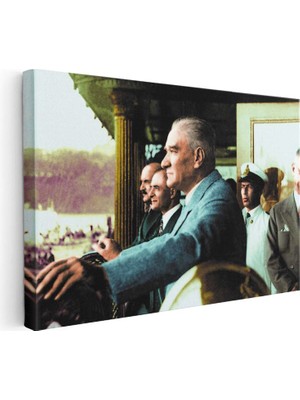 Tablofest Yatay Kanvas Tablo Atatürk Deniz Kenarı Seyir Atatürk Tablosu Ev Ofis Duvar Dekoru