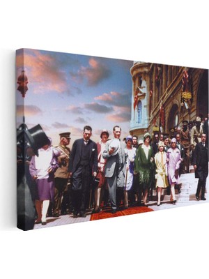 Tablofest Yatay Kanvas Tablo Atatürk Kalabalık Merdiven Inişi Atatürk Tablosu Ev Ofis Duvar Dekoru