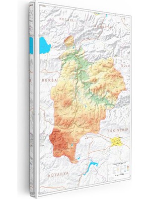 Tablofest Dikey Kanvas Tablo Bilecik Topografik Yüzey Harita Tablosu Ev Ofis Duvar Dekoru