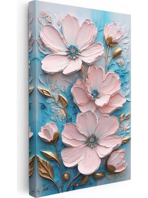 Tablofest Dikey Kanvas Tablo Belirgin Tomurcuklu Çiçekler Çiçek Tablosu Ev Ofis Duvar Dekoru