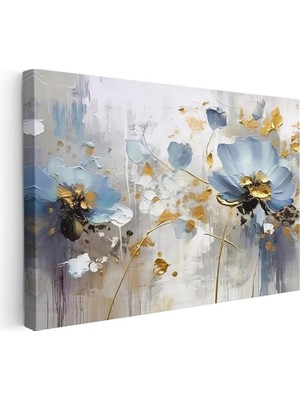 Tablofest Yatay Kanvas Tablo Soyut Formlu Modern Çiçekler Çiçek Tablosu Ev Ofis Duvar Dekoru