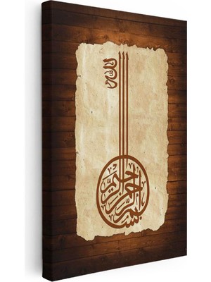 Tablofest Dikey Kanvas Tablo Anahtar Formunda Besmele Yazısı Dini Islami Tablo Ev Ofis Duvar Dekoru