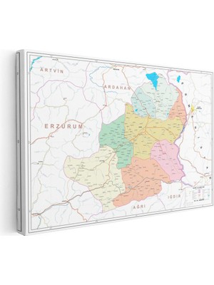 Tablofest Yatay Kanvas Tablo Kars Idari Bölümler Harita Tablosu Ev Ofis Duvar Dekoru
