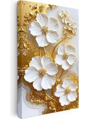 Tablofest Dikey Kanvas Tablo Belirgin Damar Detaylı Çiçekler Çiçek Tablosu Ev Ofis Duvar Dekoru