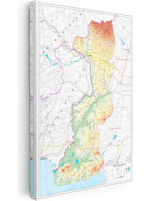 Tablofest Dikey Kanvas Tablo Edirne Fiziki Coğrafya Görünümü Harita Tablosu Ev Ofis Duvar Dekoru