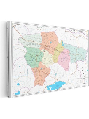 Tablofest Yatay Kanvas Tablo Ağrı Ilçe Yerleşim Planı Harita Tablosu Ev Ofis Duvar Dekoru