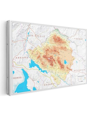 Tablofest Yatay Kanvas Tablo Kırşehir Coğrafi Yapı Harita Tablosu Ev Ofis Duvar Dekoru