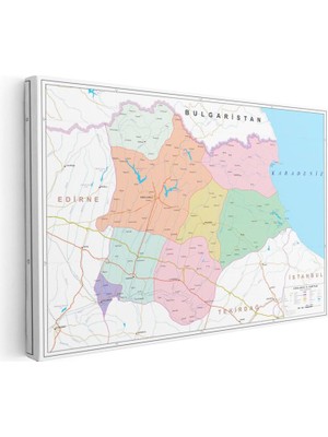 Tablofest Yatay Kanvas Tablo Kırklareli Idari Bölümler Harita Tablosu Ev Ofis Duvar Dekoru