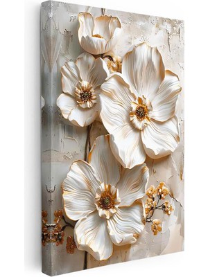 Tablofest Dikey Kanvas Tablo Parlak Kenarlı Modern Çiçekler Çiçek Tablosu Ev Ofis Duvar Dekoru