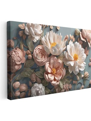 Tablofest Yatay Kanvas Tablo Şakayık ve Tomurcuklar Çiçek Tablosu Ev Ofis Duvar Dekoru