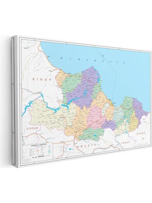 Tablofest Yatay Kanvas Tablo Samsun Siyasi Sınır Harita Tablosu Ev Ofis Duvar Dekoru